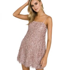 Endless Rose  Fringed Flare Mini Dress Pink‎ Size M Medium